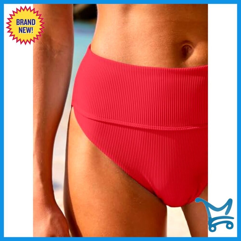 High Waisted Ribbed Bikini Set Adjustable Straps Tummy Control Slim Fit Summer - Picture 6 of 7